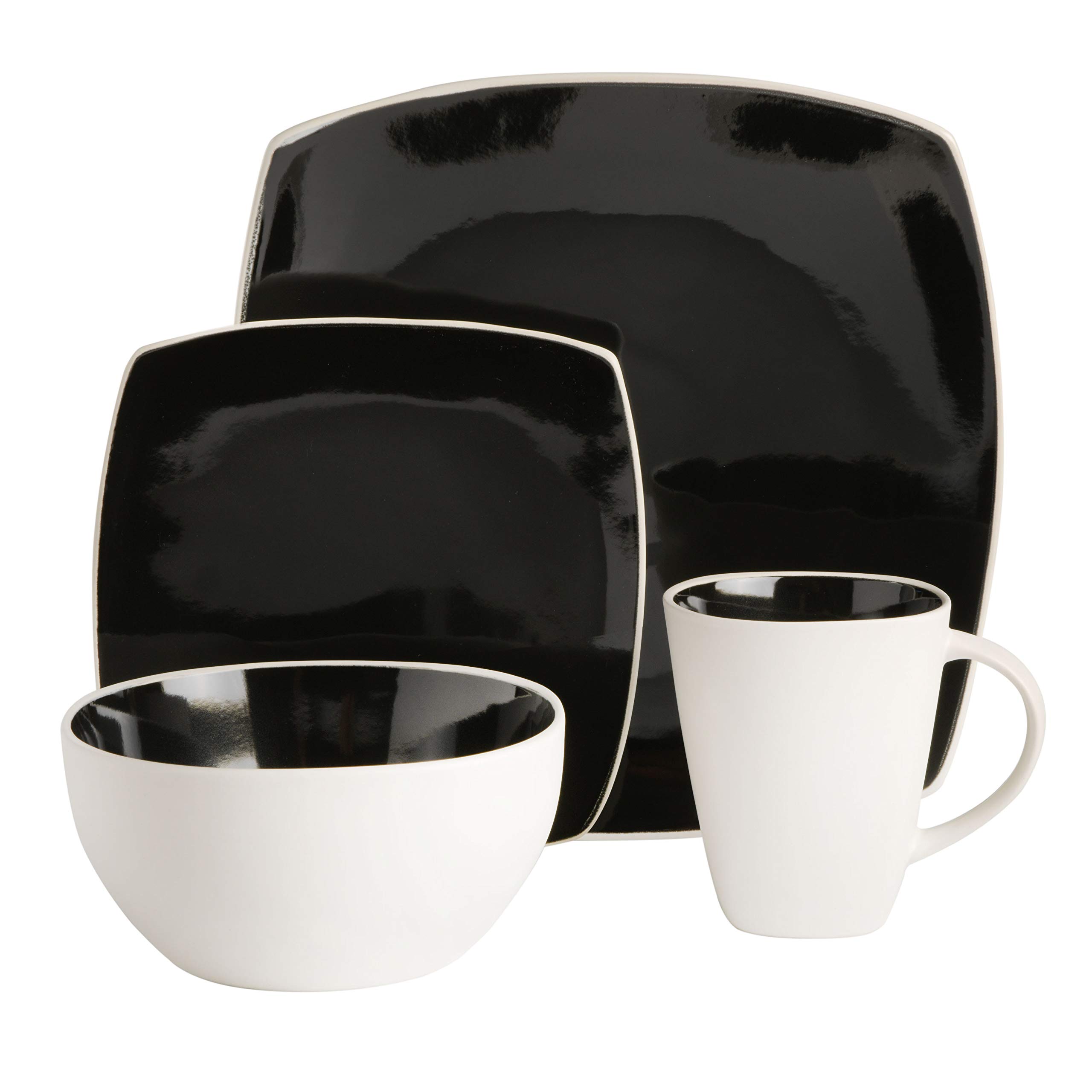 Amazon.com | Gibson Soho Lounge Square Reactive Glaze Stoneware
