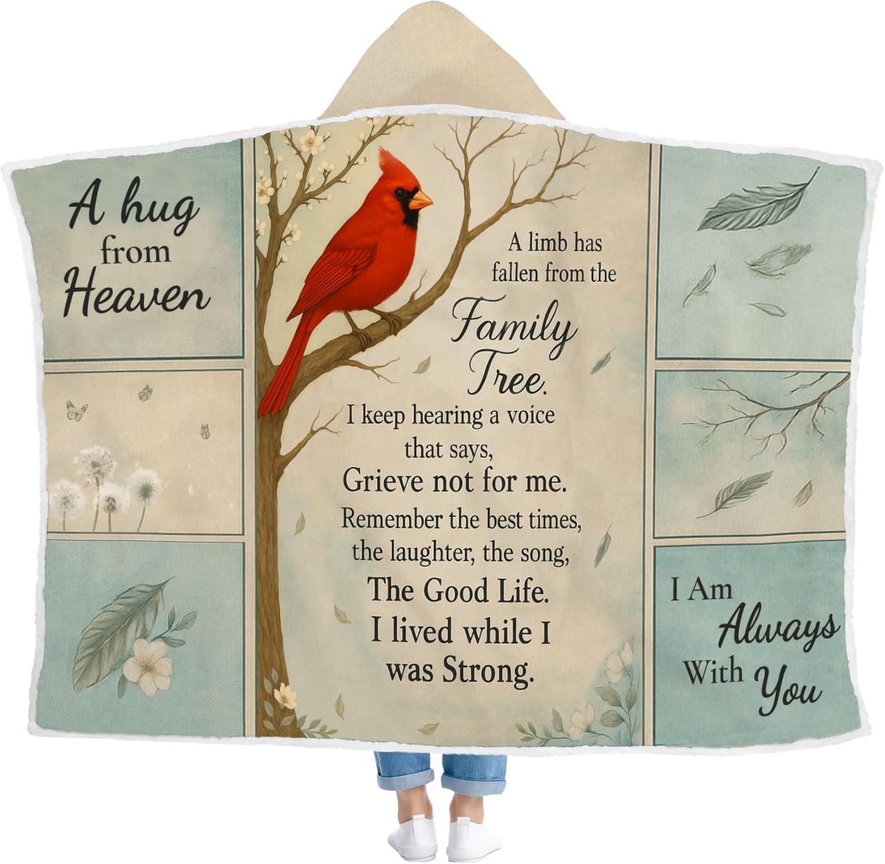 Memorial Blanket, Wearable Blanket Memorial, Memory Gifts for Loss Loved Ones, Bereavement Gift Idea, Memory Blankets for Loss Loved Ones A Limb Has Fallen from Our Family Tree Memorial Gifts