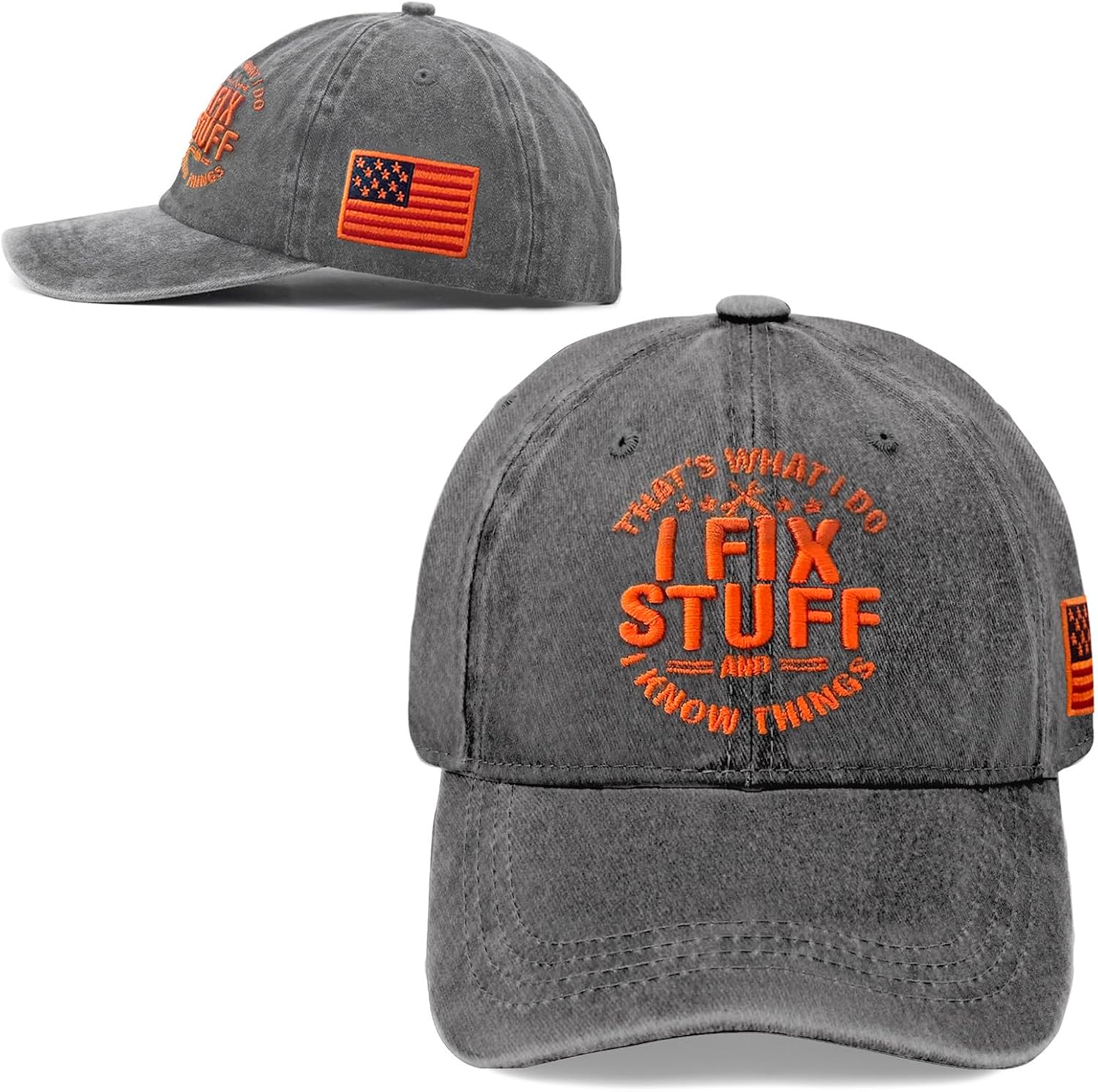 I Fix Stuff 3D Embroidered Cotton Hat for Men Mechanic Washed Baseball Cap Fathers Day Birthday Gifts image 4
