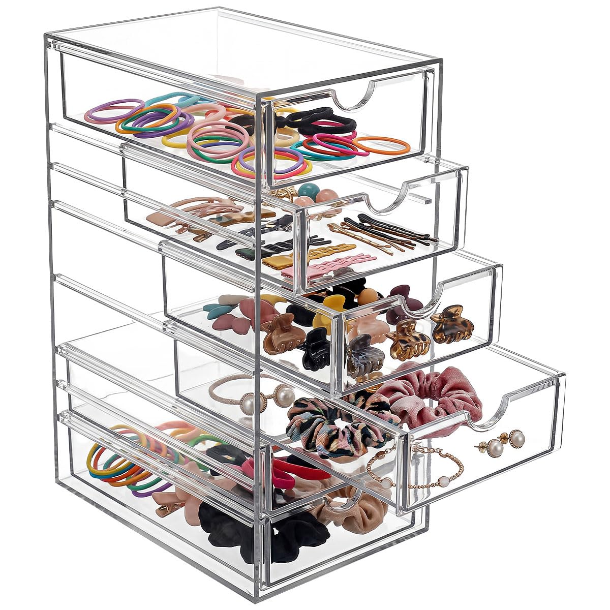 Boîte De Rangement Transparente À 6 Compartiments Range Pinceaux Maquillage Accessoires Tiroir Rangement Pour Bijoux, Cosmétiques Et Fournitures De Bureau 25x17.5x10.7 Cm