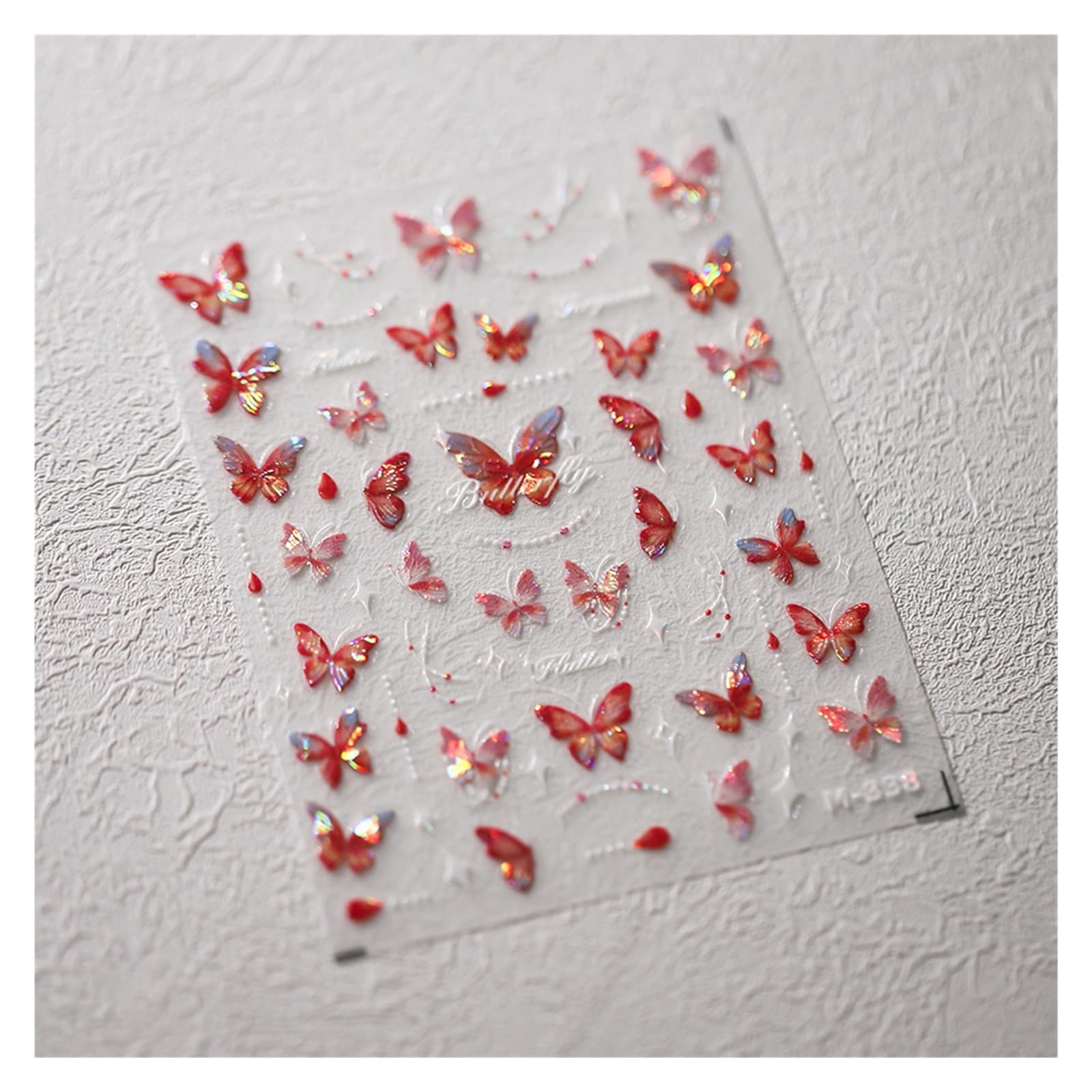 5 Pcs 5D Embossed Aurora Butterfly Nail Art Stickers Self Adhesive Decals for Nails Decoration DIY 3D Acrylic Supplies Parts(M338)