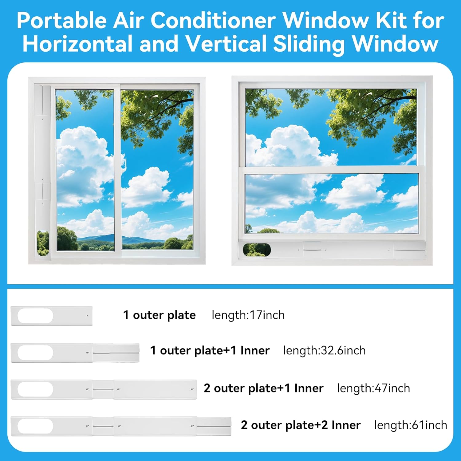 Portable Air Conditioner Window Vent Kit: Qoosea Adjustable AC Window Seal Kit with 5.1 & 5.9 Inch Exhaust Hose Sliding Window Upgraded Adjustable AC Vent Kit for Sliding Horizontal & Vertical Windows