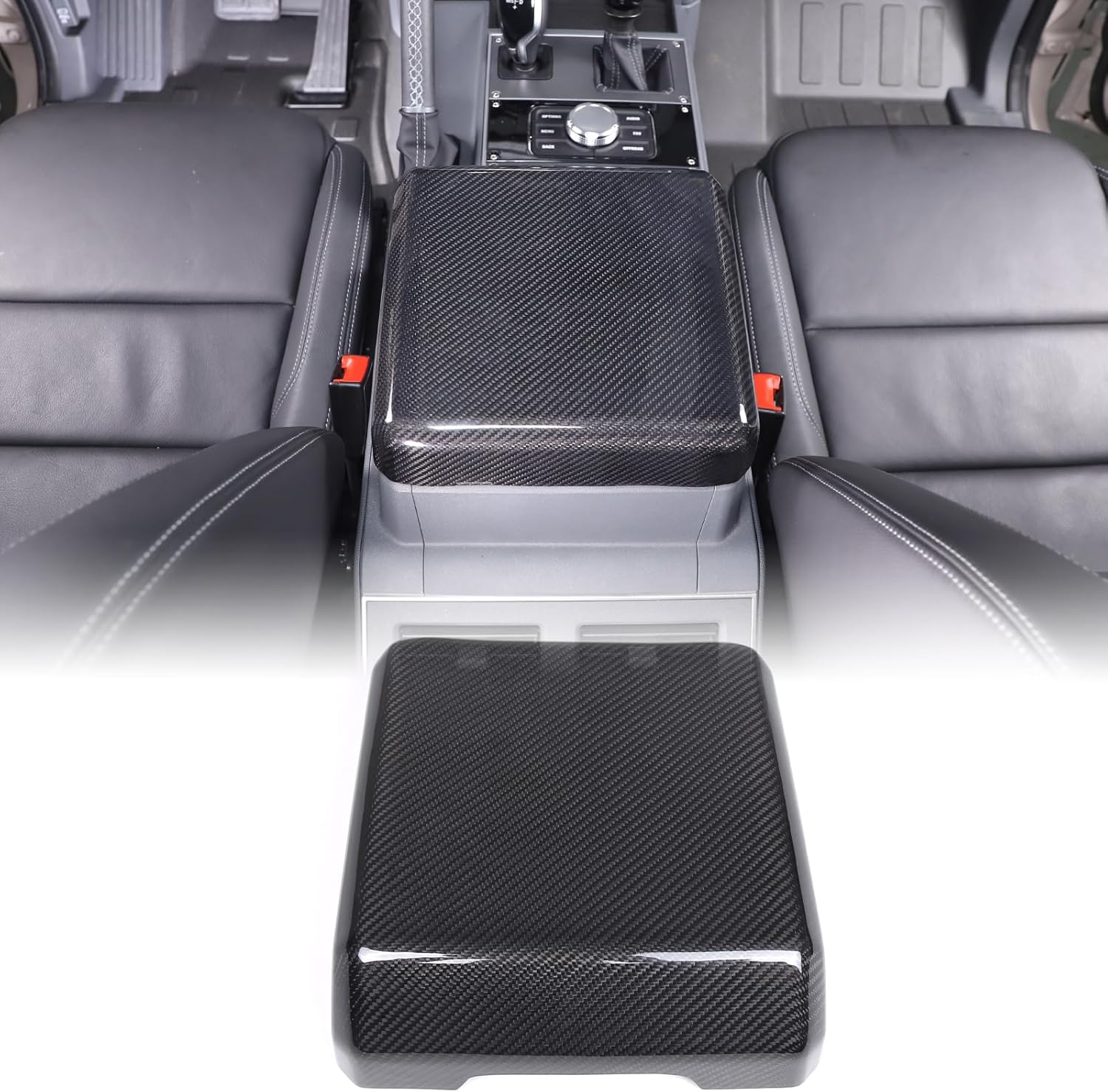 Real Carbon Fiber Center Console Armrest Cover Compatible with INEOS Grenadier 2022-2025 Anti-Scratch Central Armrest Lids Protector Cover Cushion Lid Protector Pad Interior Accessories