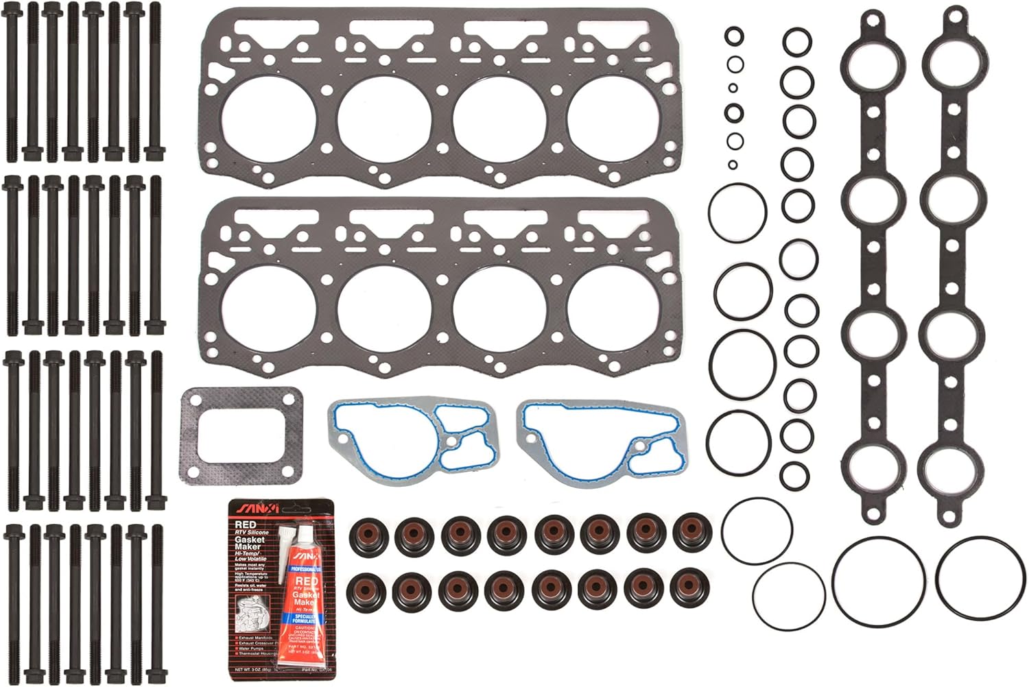 DG-8614916805 Head Gasket Set Head Bolts Compatible With/Replacement For 94-03 Ford F250 F350 E450 E550 7.3 Diesel OHV