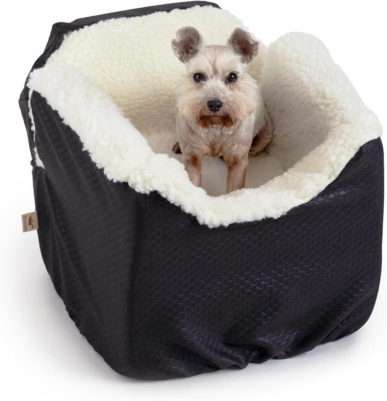 Snoozer Dog Car Seat: Lookout I Dog Booster Car Seat for Pets up to 18lbs, Helps Alleviate Travel Sickness & Fear for Dogs, Removable Washable Cover – Black Diamond, Size Small