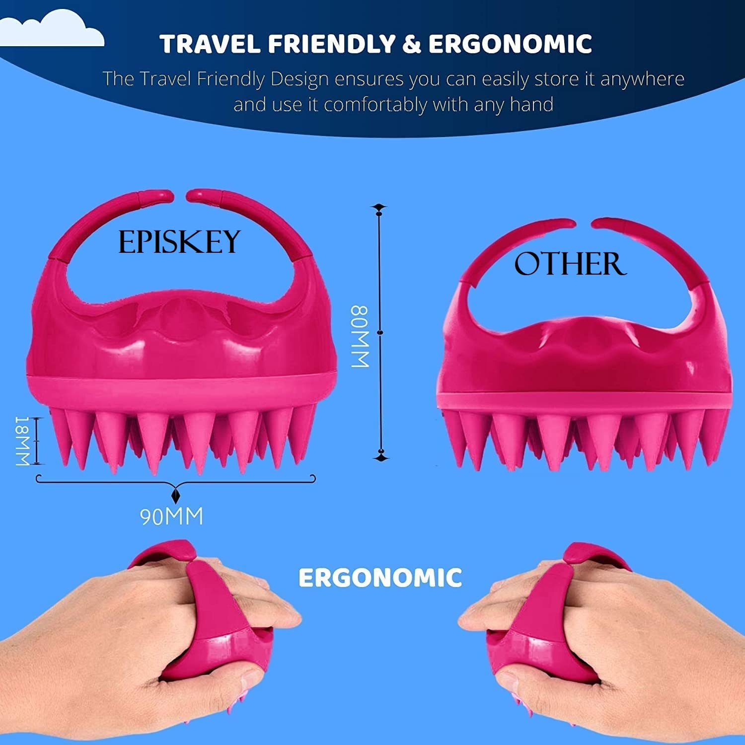 EPPSKEY Manual Hair Scalp Masagar Shampoo Brush | Hair Washing Brush Silicon Head Body Massage Brush Hair Washing Mashery Brush (Pink -10) EPPSKEY Manual Hair Scalp Masagar Shampoo Brush | Hair Washing Brush Silicon Head Body Massage Brush Hair Washing Mashery Brush (Pink -10)