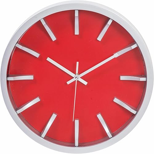 Kiera Grace Bold - Reloj de pared redondo diseño moderno rojo 120 x 120in color rojo