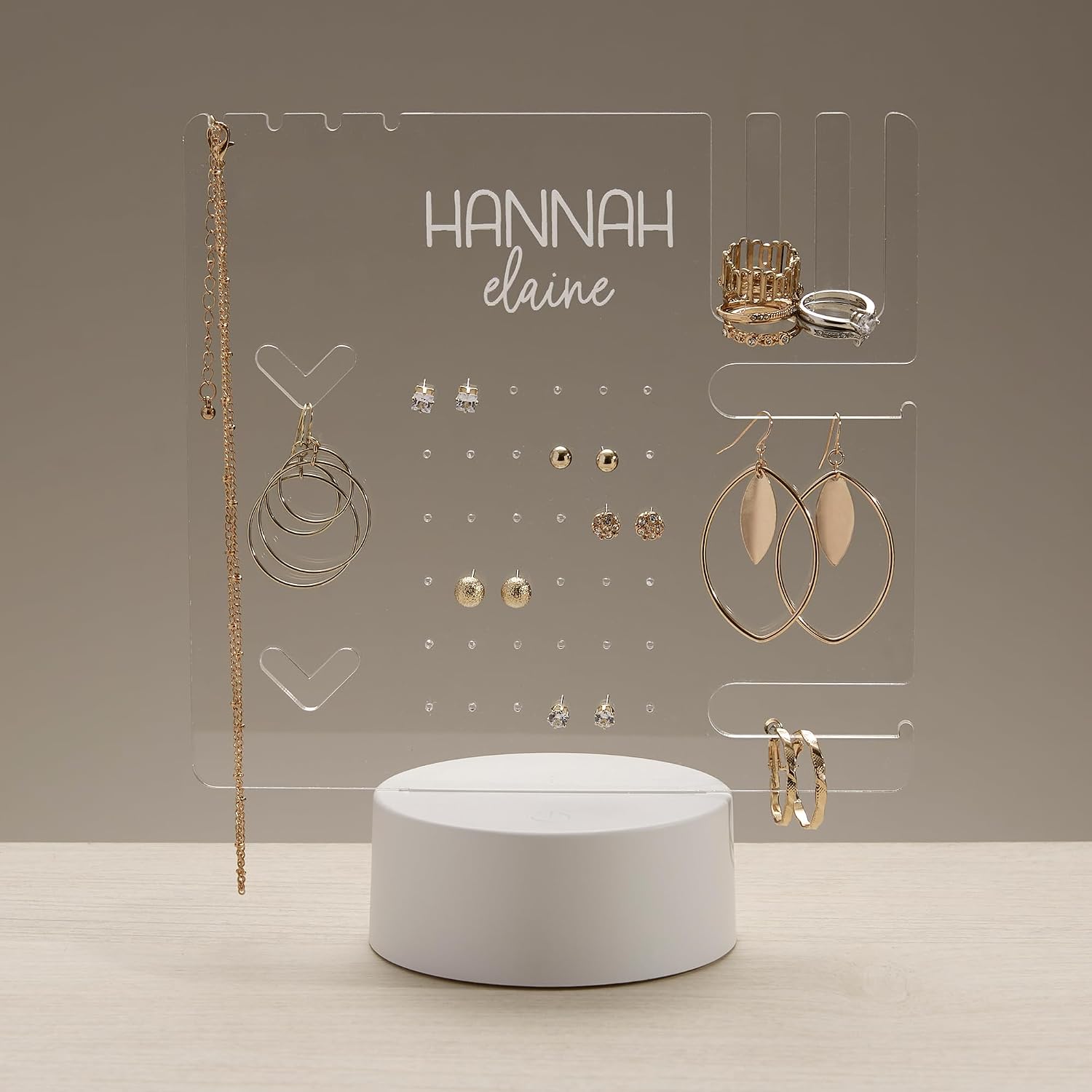 Personalization Universe For Her Personalized Acrylic LED Jewelry Holder