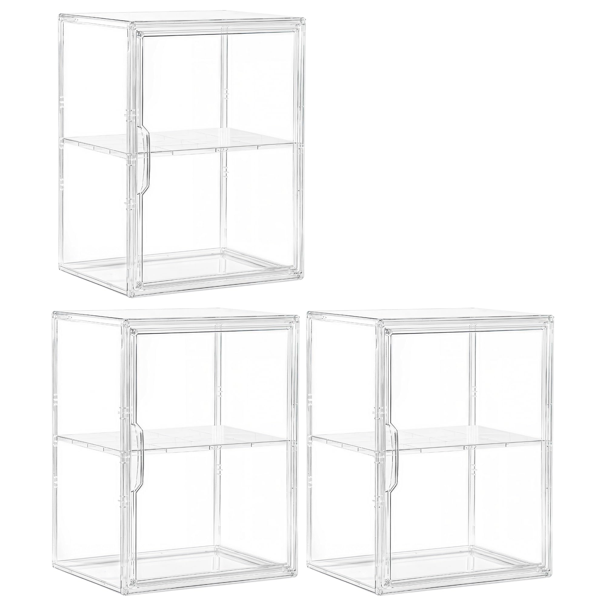 Large Clear Acrylic Figure Display Case for Collectibles 3 Pack