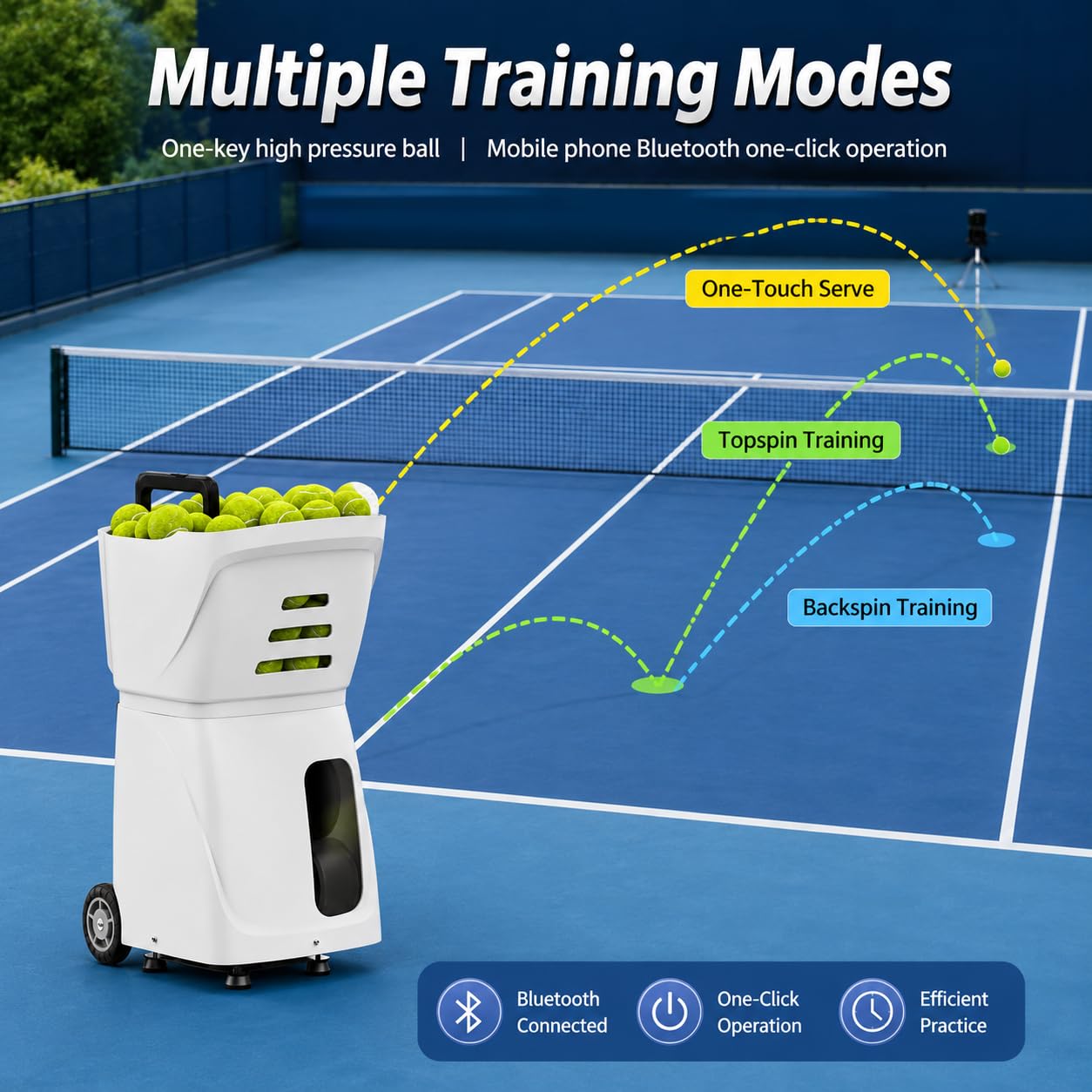 Máquina portátil de pelotas de tenis con aplicación y control remoto