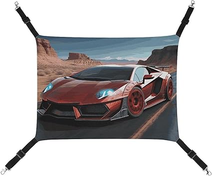 Hanging Pet Hammock, Red Race Car Printed Soft Breathable Pet Hammock with Adjustable Straps and Metal Hooks for Cats Small Dogs Rabbits Sugar Gliders Hanging Pet Hammock, Red Race Car Printed Soft Breathable Pet Hammock with Adjustable Straps and Metal Hooks for Cats Small Dogs Rabbits Sugar Gliders