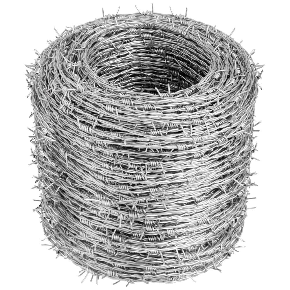 Alambre de Espino 200m 1.6mm, Galvanizado Alambre de Púas, Fácil De Doblar Alambre Espino Ideal para Zonas Rurales, Campo, Vallas y Almacenes