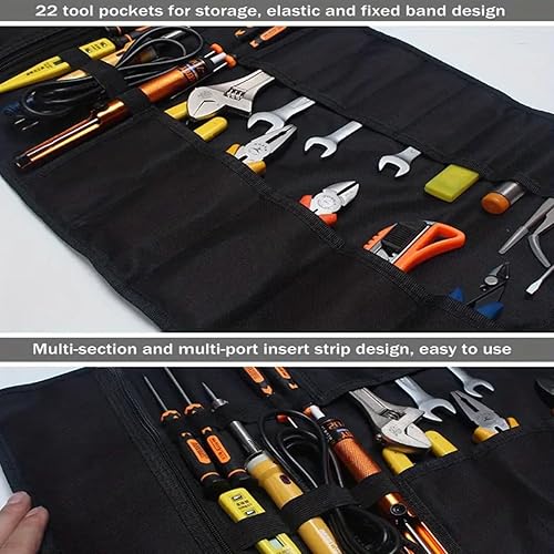 Miniatura 3 de Bolsas de herramientas, organizador y almacenamiento de bolsas de herramientas enrollables resistentes, regalos para papá, rollo de herramientas con