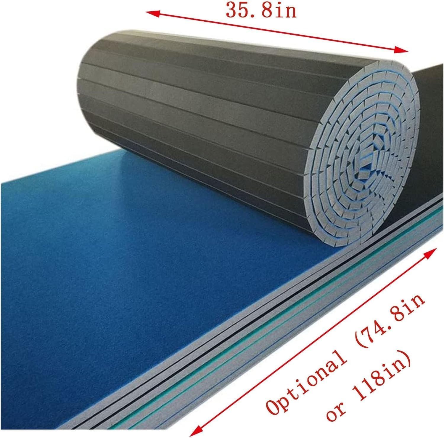 Roll-Out Gymnastics & Fitness Mat, Thick Foam Tumbling Wrestling Mat with Grippy Carpet Top for Cheer, MMA, Yoga & Home Gym Training (Red, 252 * 72 * 1.6 in)