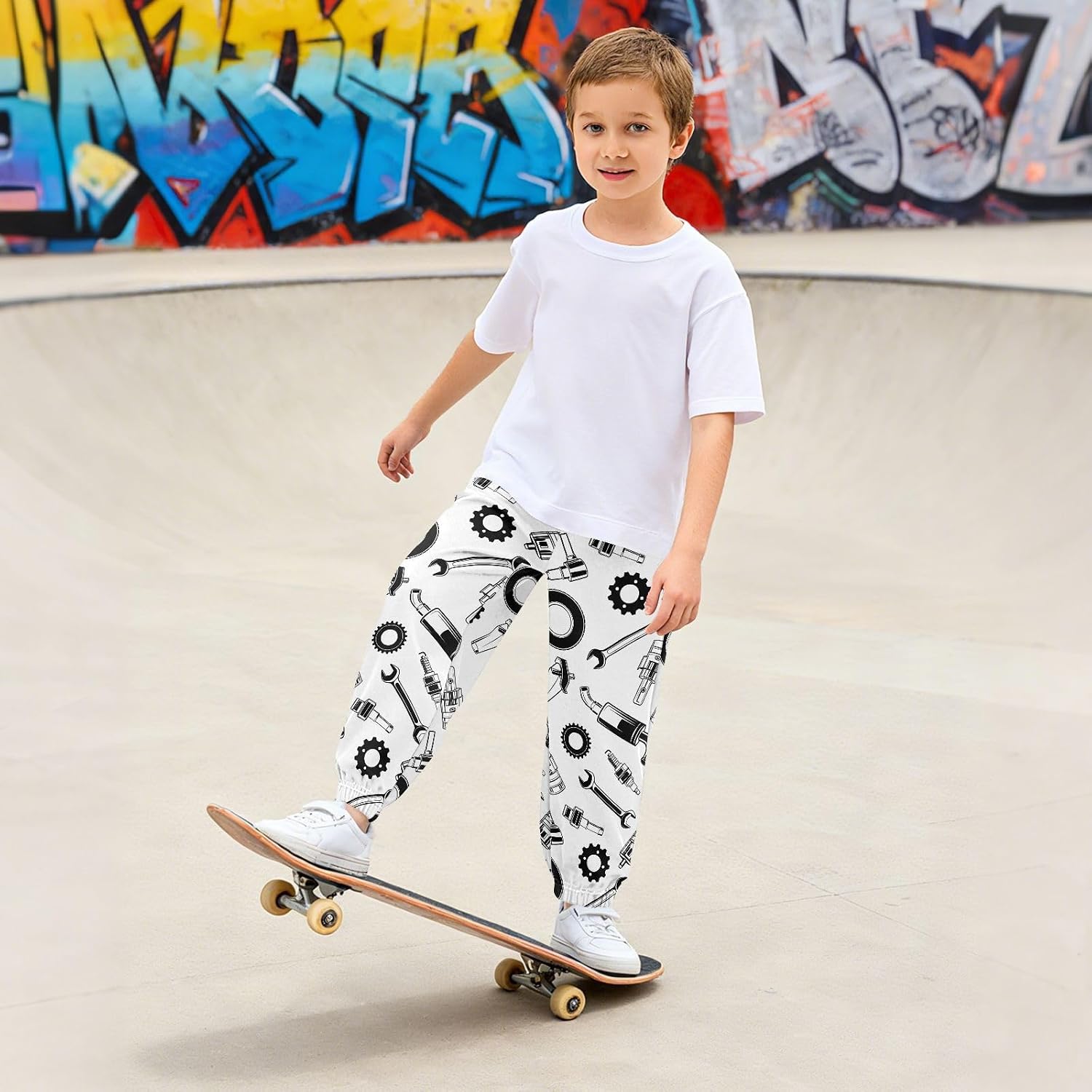 Toddler and Boys Soft Joggers Pants with Pockets 3-10T | Mechanical Tools Auto Parts Kid's Thick Sweatpants,Easy Care Wrinkle-Resistant for Play Sports School Casual Wear