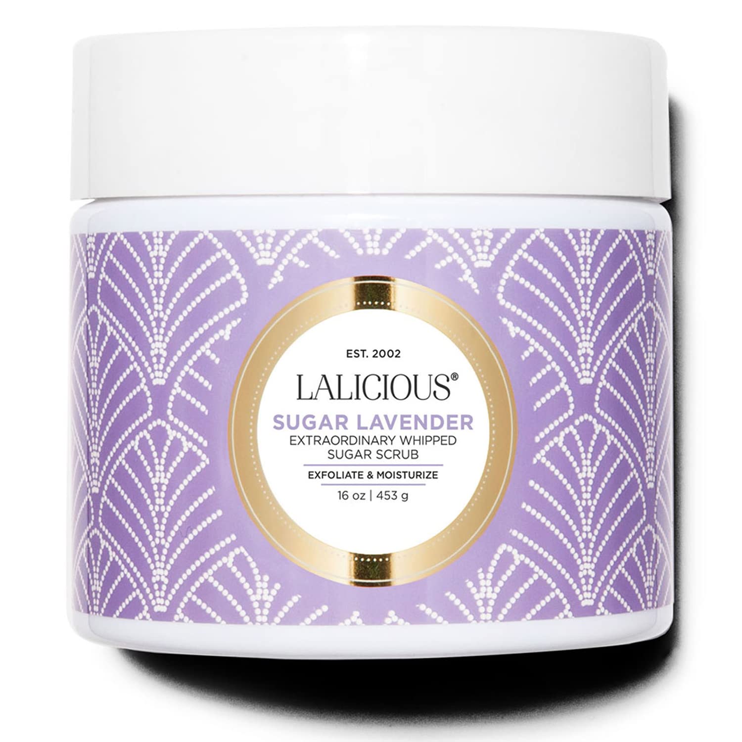 LALICIOUS Lavender Sugar Scrub 16oz - Whipped Exfoliating Body Scrub with Pure Cane Sugar, Deep Hydration, No Parabens for Radiant Glow
