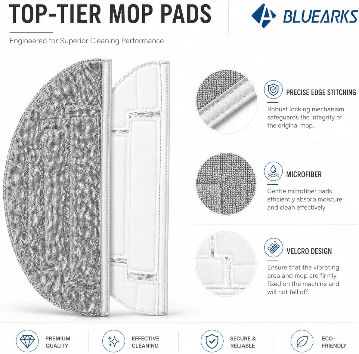 6 Pack Mop Pads Compatible with Roborock S8 Pro Ultra Robot Vacuum, Reusable Microfiber Mopping Pad Replacement Accessories