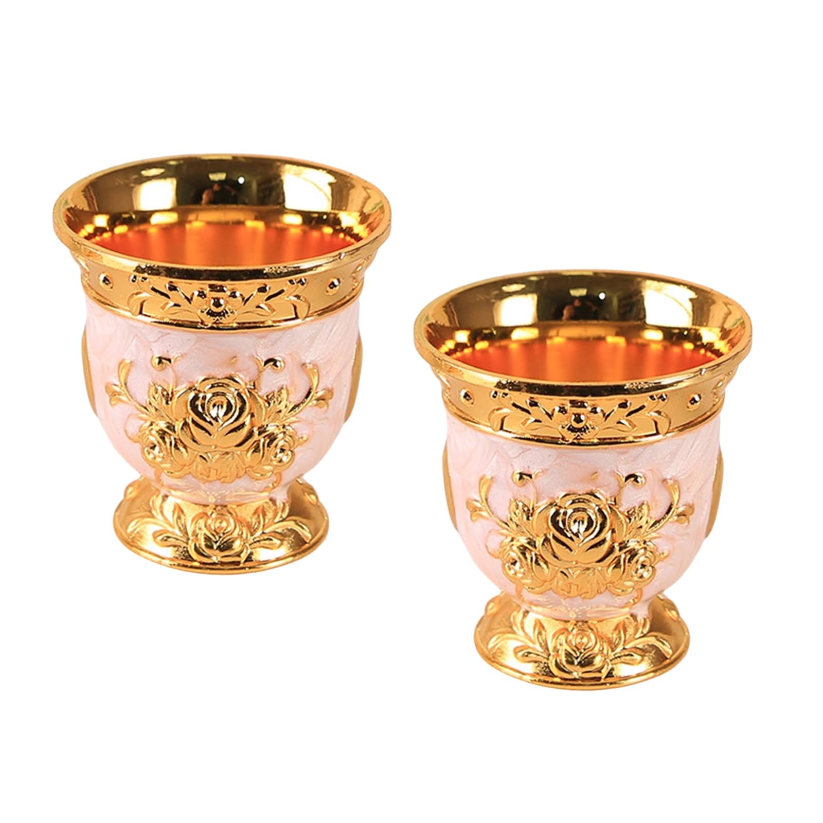 ZEPFJHE 2Pieces Styles 30ml Rose Themed Whiskeys Shot Glasses Zincs Alloys for Whiskeys Tasting Home Deck Drinking Vessels