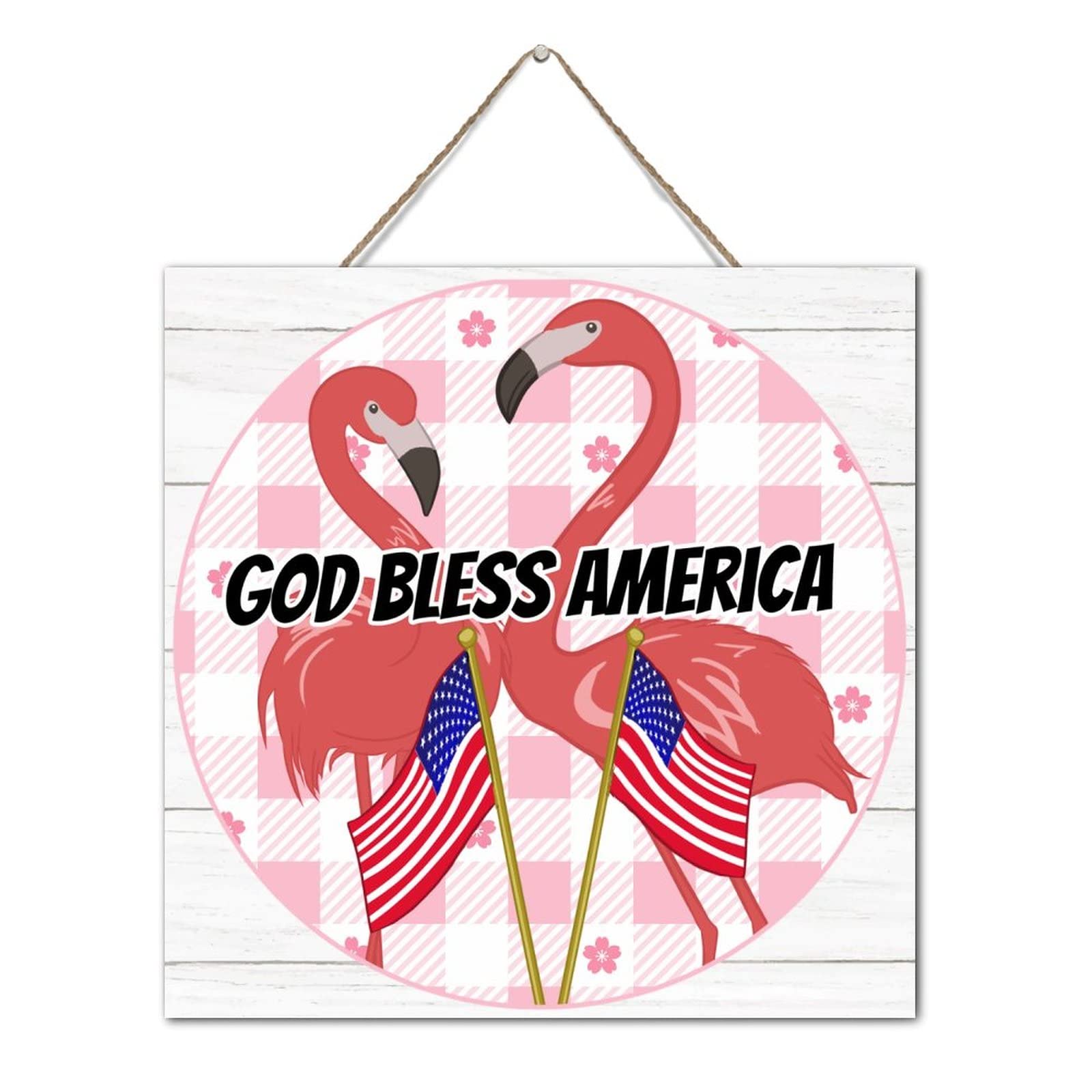 Panneaux modernes en bois 4 juillet Dieu Bless America décoration murale carrée cadeau crémaillère