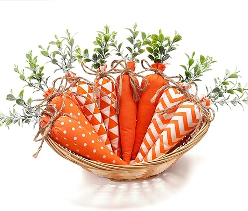 Miniatura 9 de Skylety 8 piezas de zanahoria de Pascua de tela de zanahoria, zanahoria artificial, rústica, no tejida, zanahoria rellena para granja, primavera,