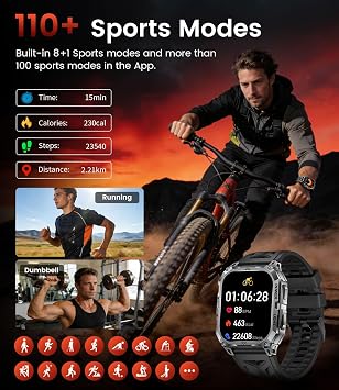 Smart Watches for Men(Answer/Dial Call), 2,01'' Super Large Military Smartwatch with 900mAh High-Capacity Battery/Led Flashlight/Heart Rate/Sleep Monitor, IP68 Waterproof Fitness Watch for Android iOS