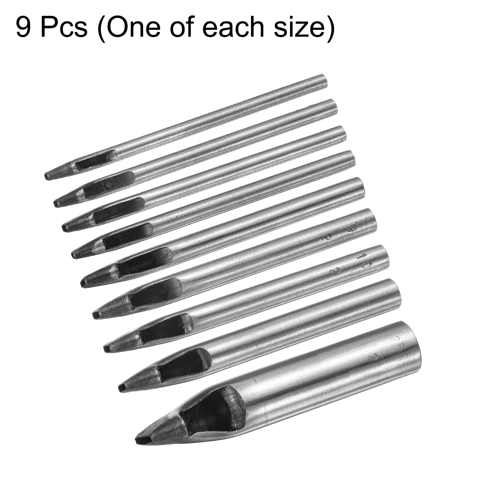 QUARKZMAN 9Pcs Ensemble De Poinçon Ovale 2mm Kit De Découpe Creuse En Cuir Poinçon Rectangulaire En Acier Au Carbone Outil De Poinçonnage Pour Toile Sangle Ceinture Bracelet Monture Travail