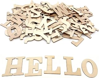 SIWUCHYE 96Pcs 3 Inch Unfinished Wooden Alphabet Letters for Crafts, DIY Painting, Home Decor & Kids Spelling Games