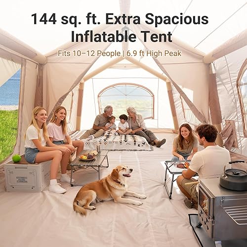 Miniatura 2 de ABORON Tienda de campaña inflable para 2681012 personas, tienda de campaña inflable de fácil instalación con bomba de mano, PU3000mm impermeable y