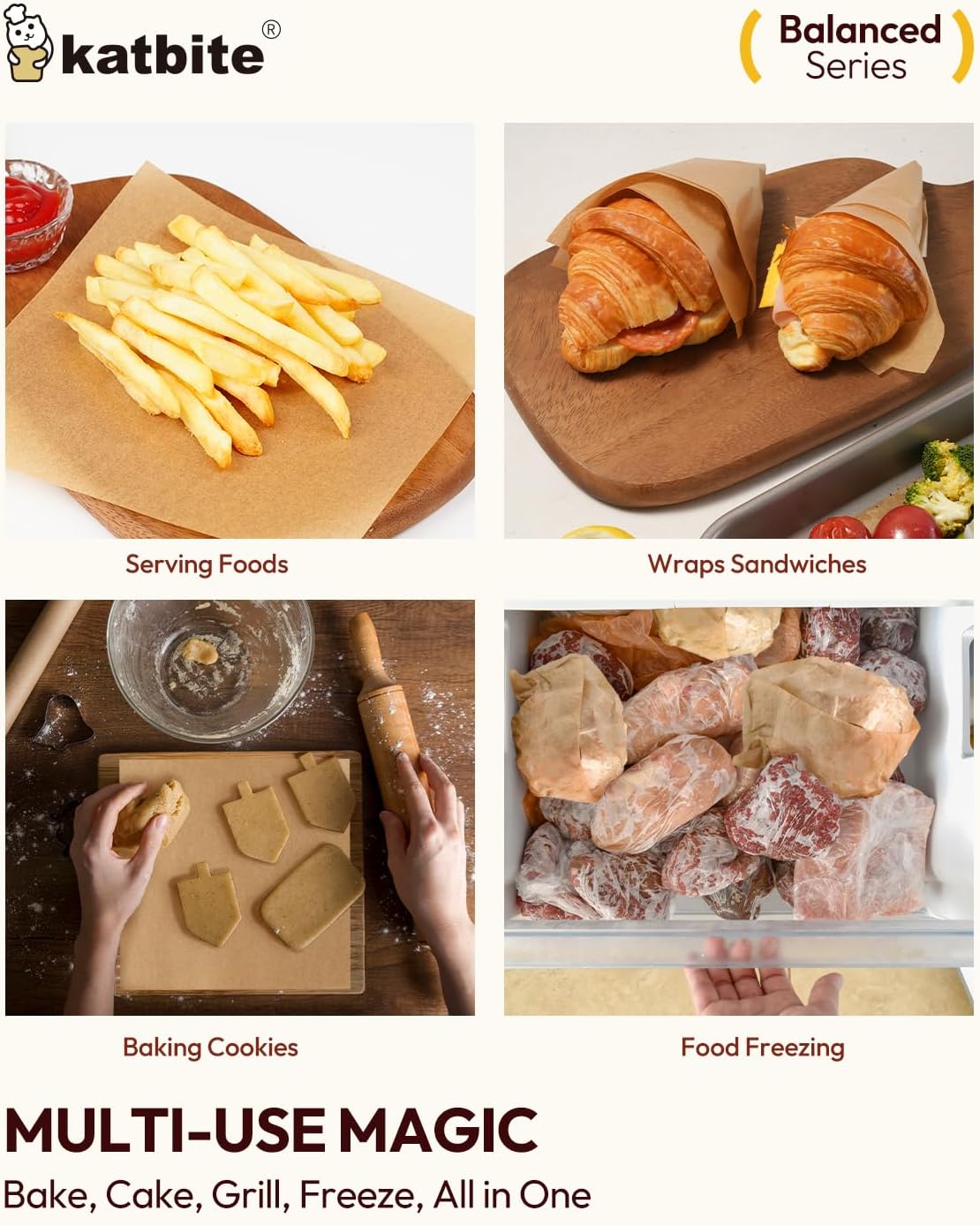 Katbite 200 Pcs Parchment Paper, 8 x 8 Inch Unbleached Baking Paper, Oil Resistant & Easy Clean, Non-Stick Precut Parchment Paper Sheets for Baking Square, Cooking, Air Fryer [Balance Series] - Image 8