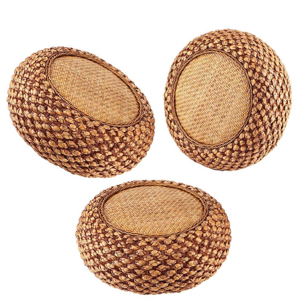 Cojín de Suelo de Estilo Japonés, Almohada de Asiento, Puf, Material Natural Tejido a Mano, Relleno de Esponja, Aislamiento Térmico Suave y Cómodo para Cere