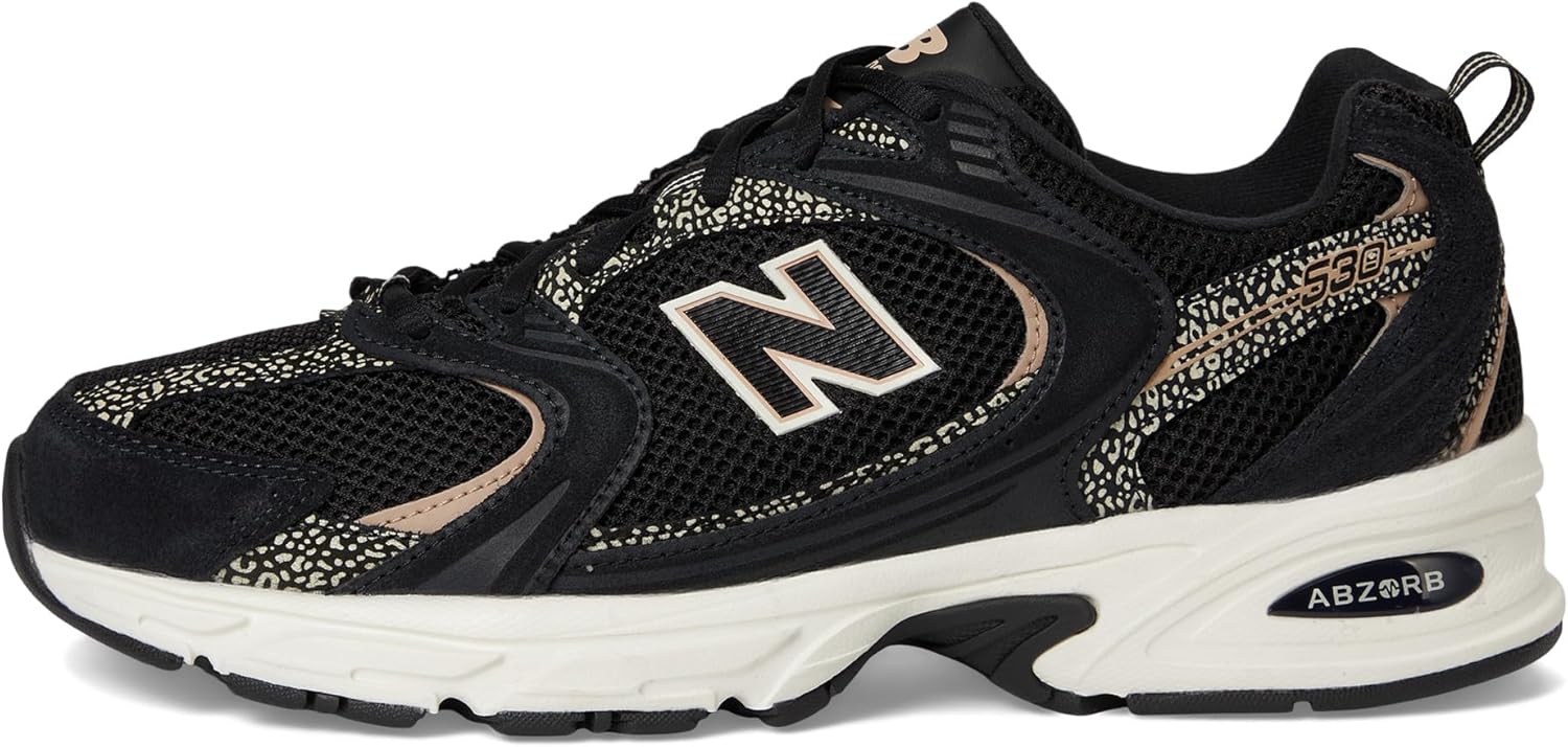 New Balance Unisex 530 Black/Flat Taupe Men 8.5,Women 10 Medium