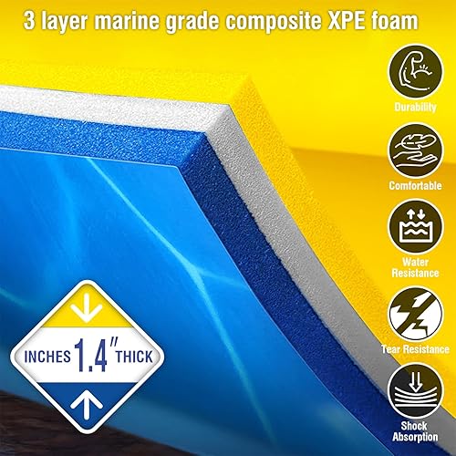 Miniatura 2 de 3 Layers XPE Foam Floating Mat Water Mat, 91218 Ft Tear-Resistant Lily Pad Lilly Pad Water Matt, Lily Pad Floating Swim Mat for Lake, Ocean, Beach,