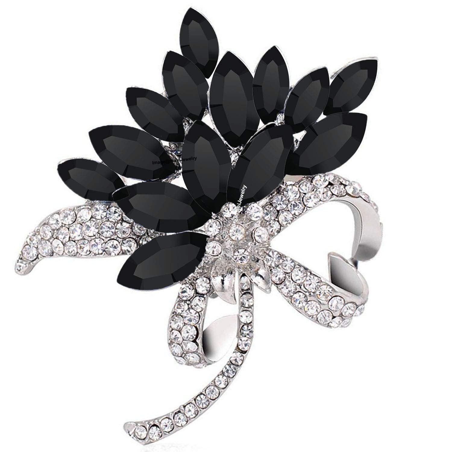 Rhodium Plated Designer Crystal Brooch for girls and women BP1101037RBla