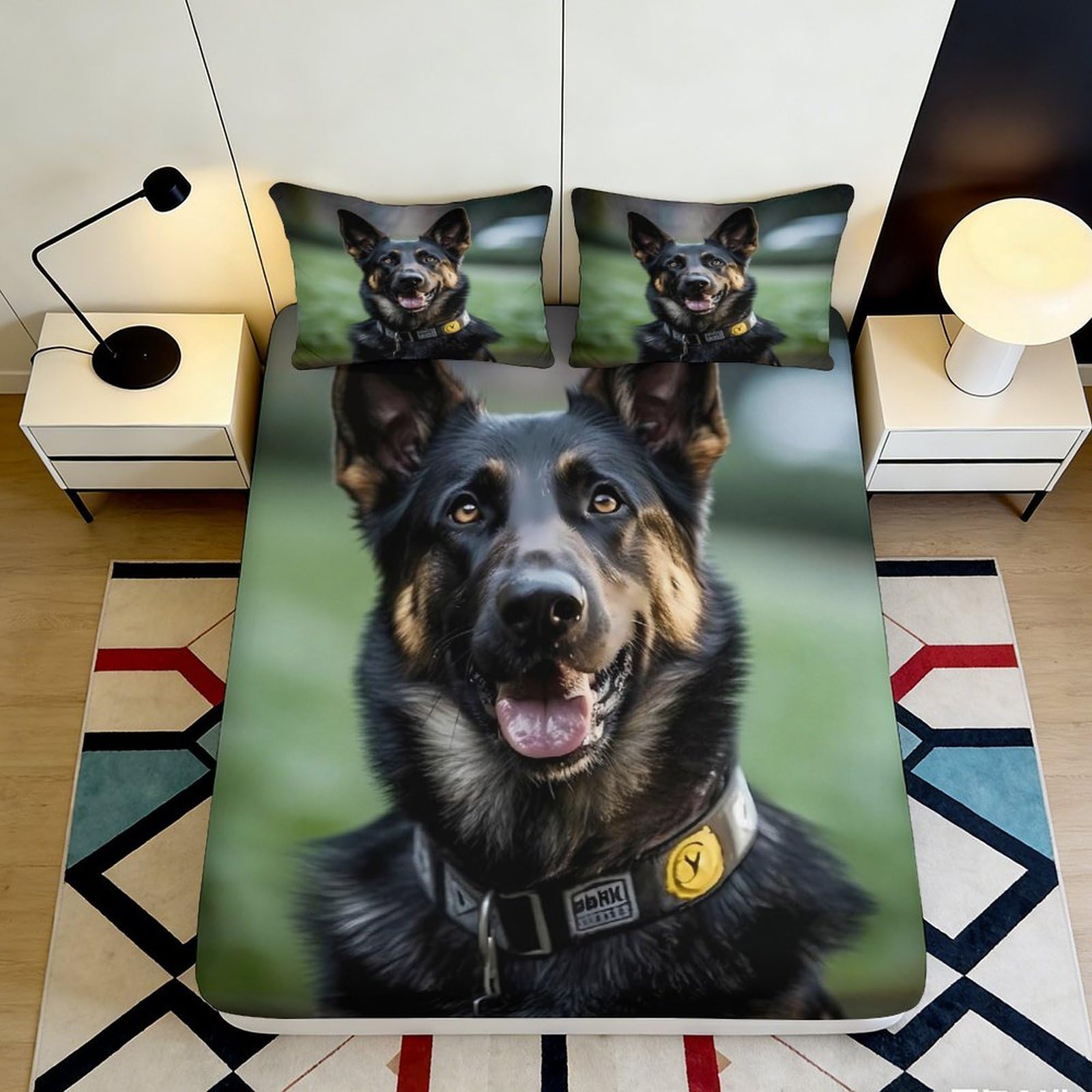 Pnayamiorkfel Style-8 3D Printed German Shepherd Fitted Sheet Microfiber Soft Breathable Dog Pattern Bed Sheet For Bedroom Guest Room Decor 90X200x25cm