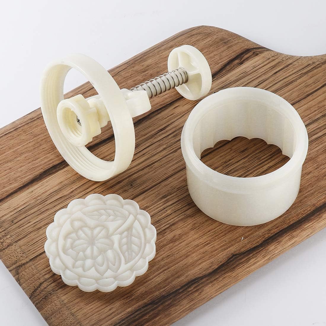 180g 5pcs Cookie Stamps Thickness Adjustable Moon Cake Mold Set, Cookie Press DIY Decoration Hand Press Cutter Cake Dessert Mold - Image 5