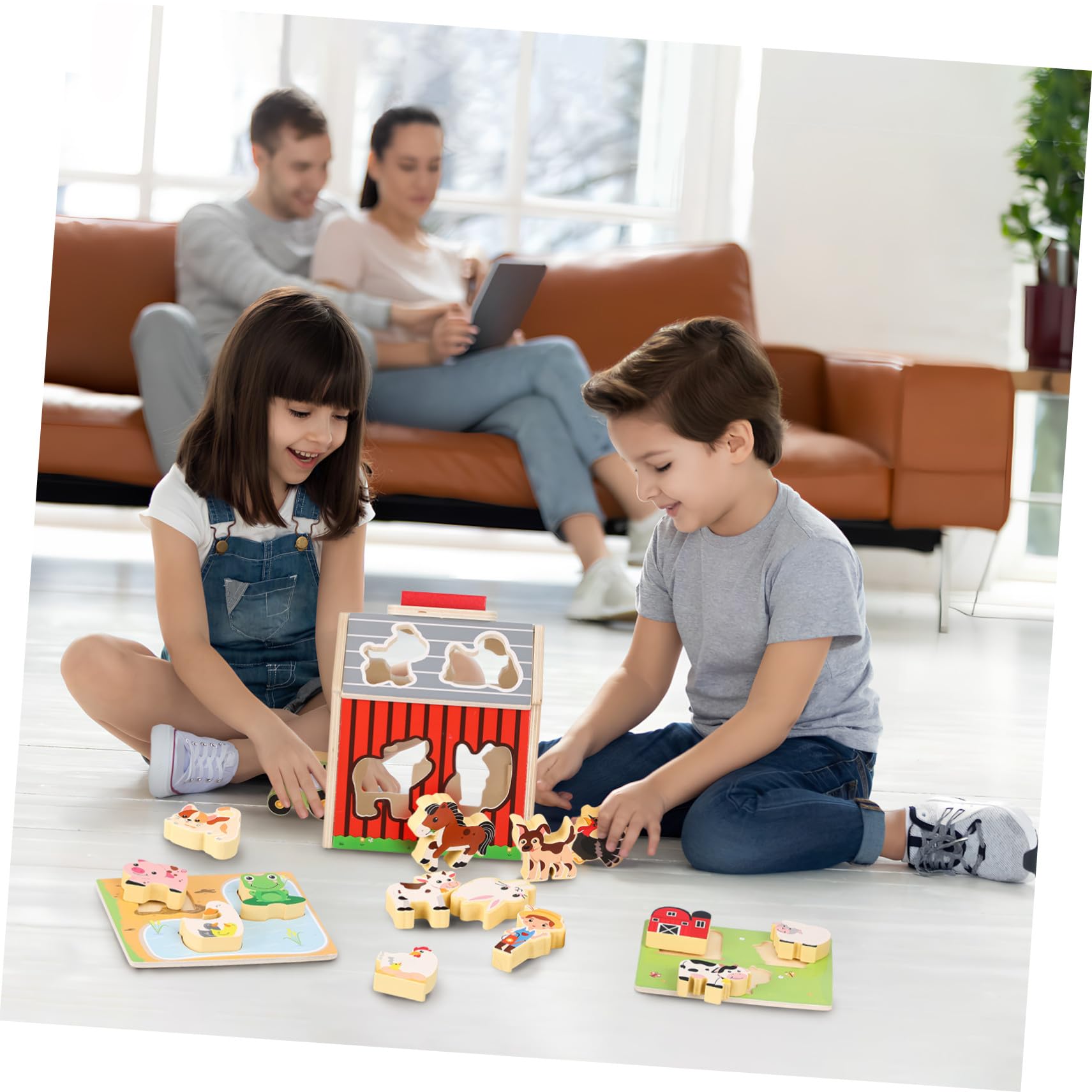 Animales De Granja De Madera Montessori Juguetes A Juego Figuras De Animales Kit De Construcción Stem para Juguetes De Matemáticas Montessori para