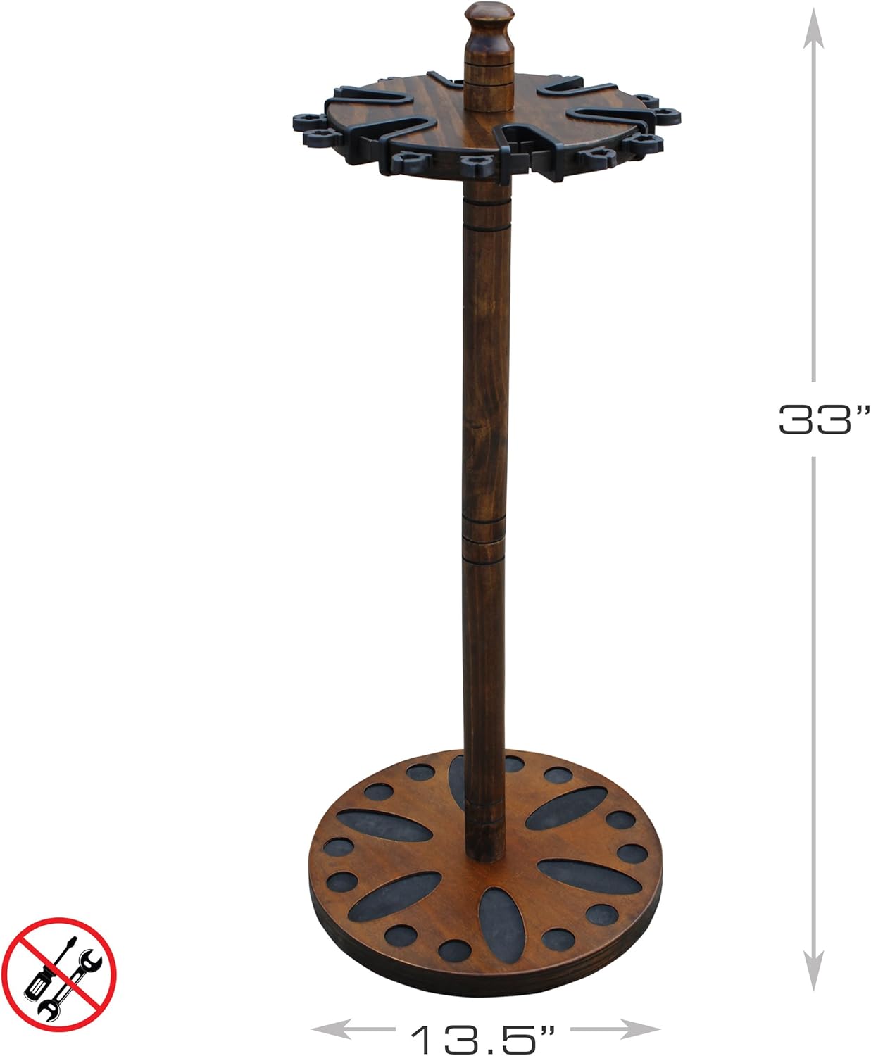 Rush Creek Creations Round 24 Fishing Rod Rack with Dual Rod Clips - No Tool Assembly - Water Resistant, dark (38-3002)