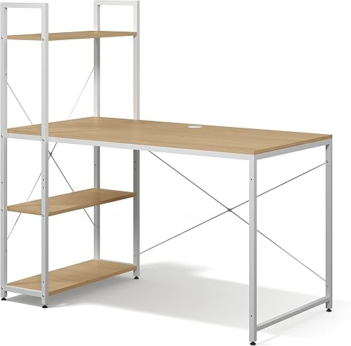 Miniatura 9 de Ames - Escritorio reversible para computadora de juegos de 47 pulgadas con estantes ajustables, escritorio de oficina en casa, gestión de cables con