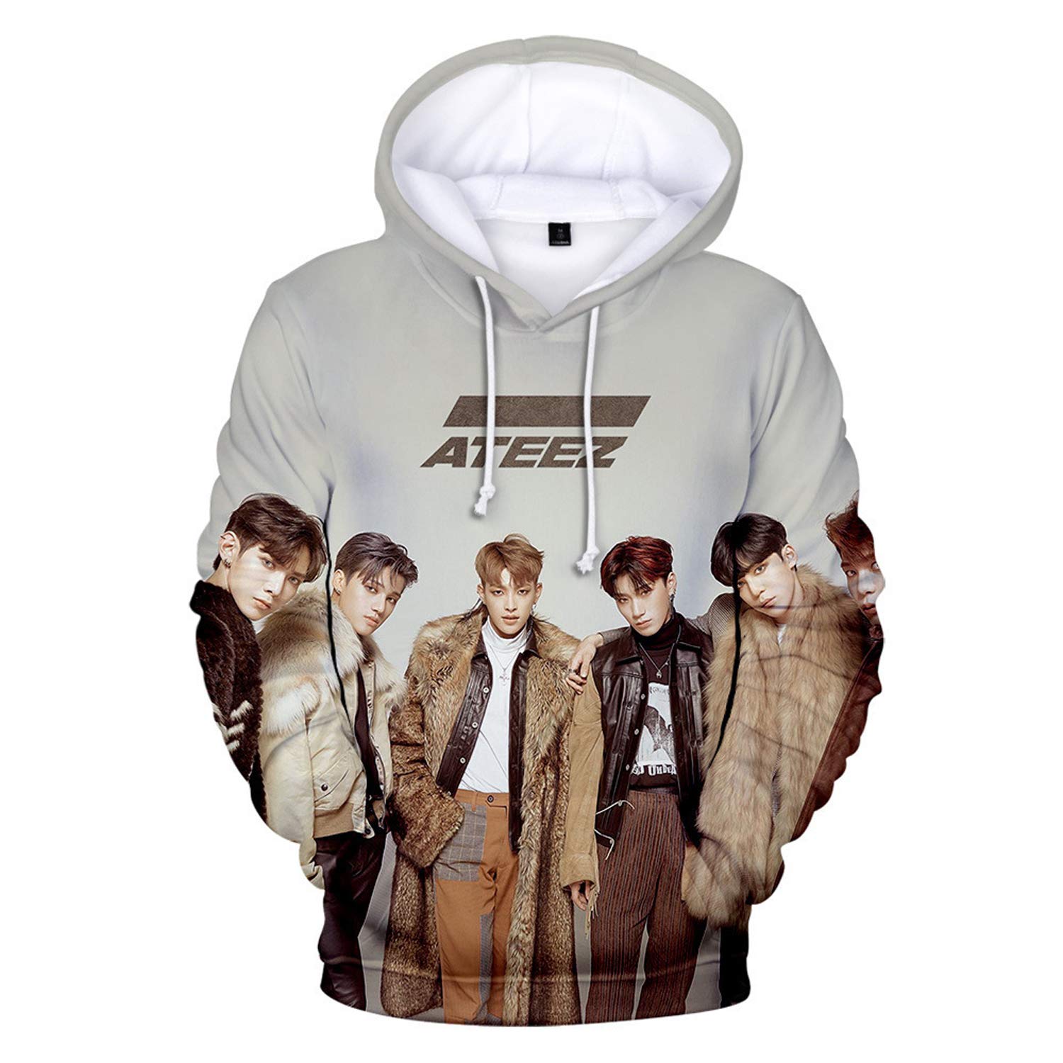Aopostall ATEEZ Merchadise,Kpop ATEEZ New Album 3D Hoodies Face Sweatshirt Sweater