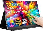 Yodoit Moniteur portable pour ordinateur portable 1920×1080 15.6" Moniteur des voyages FHD Écran IPS Affichage avec USB Port et haut-parleurs de type C avec Smart Cover Compatible avec PC, MacBook, Xbox (Noir)