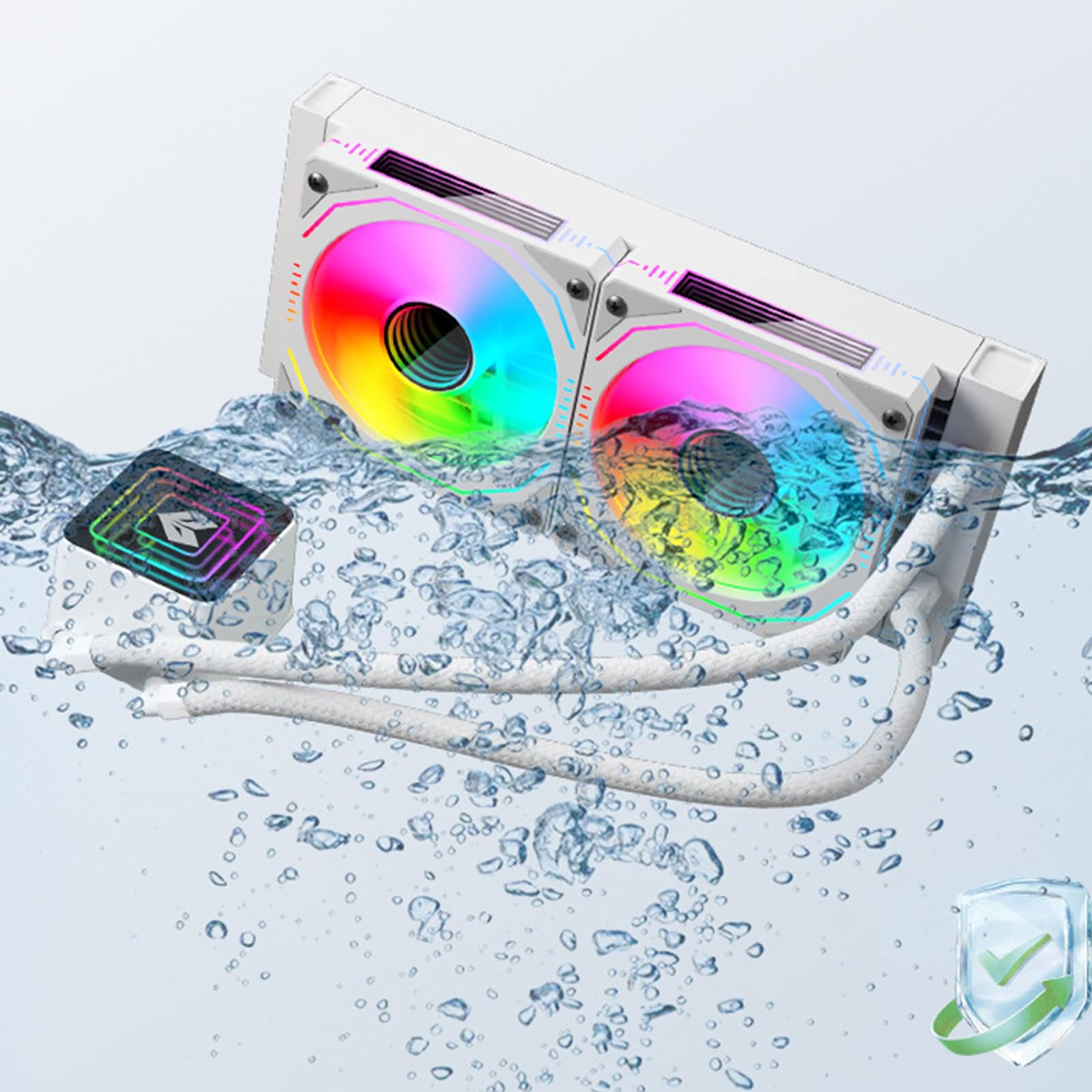 Enfriador de agua para escritorio ARGB 5V3pin doble ventilador ajustable de 4 pines CPU ventilador de refrigeración por agua para múltiples plataformas eficiente