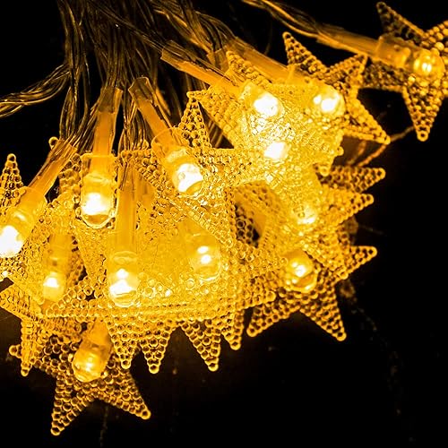 Miniatura 9 de Wnteple Guirnalda de luces con 40 luces LED de 20 pies, funciona con pilas, luces parpadeantes de Navidad para interiores y exteriores, para