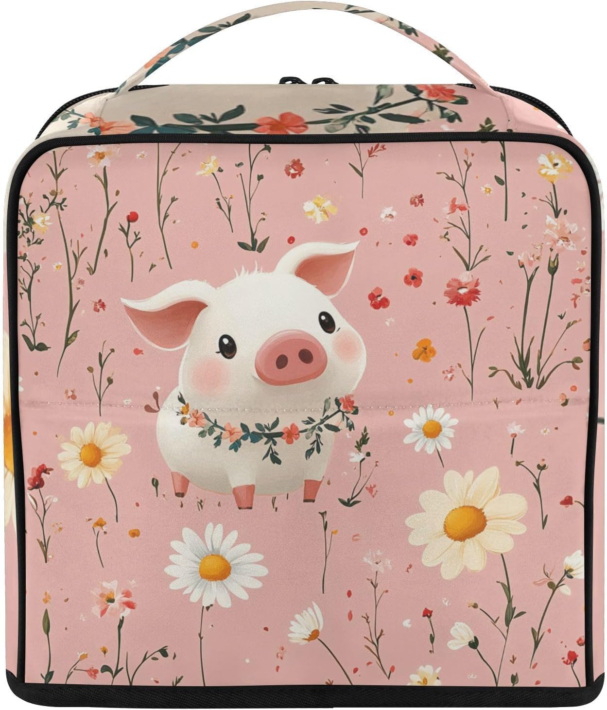 Standing Makeup Bag Cute Pig Floral Toiletry Bag