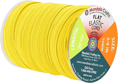 Vista 101 de Mandala Crafts - Rollo de cordón elástico plano para costura y manualidades Beige