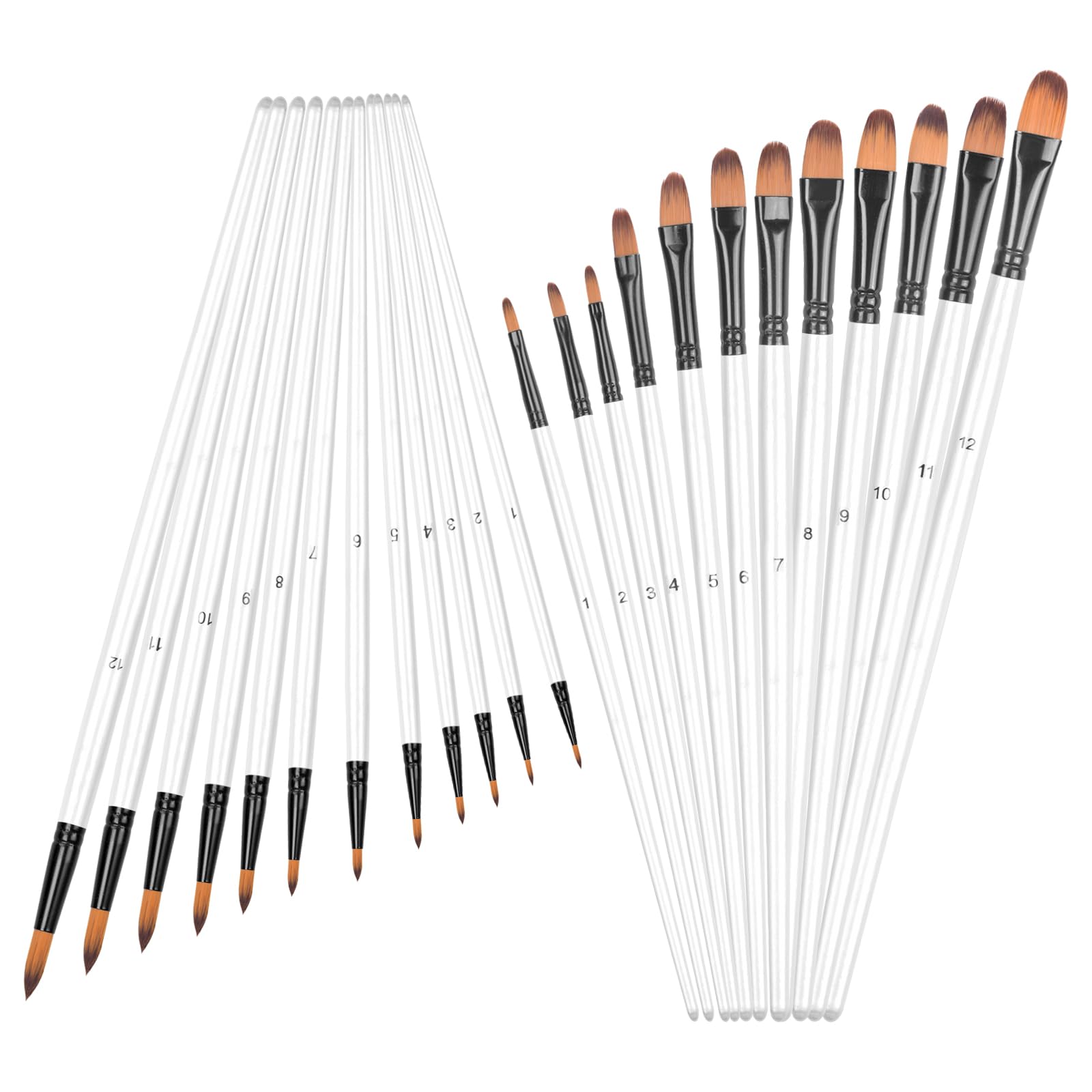 24 Piezas Juego de Pinceles para Pintar, Set de Pinceles para Pintura Acrilica, Acuarela, Pintura al Óleo, Pinceles de Nailon para Artistas, Principiantes, Adultos y Niños