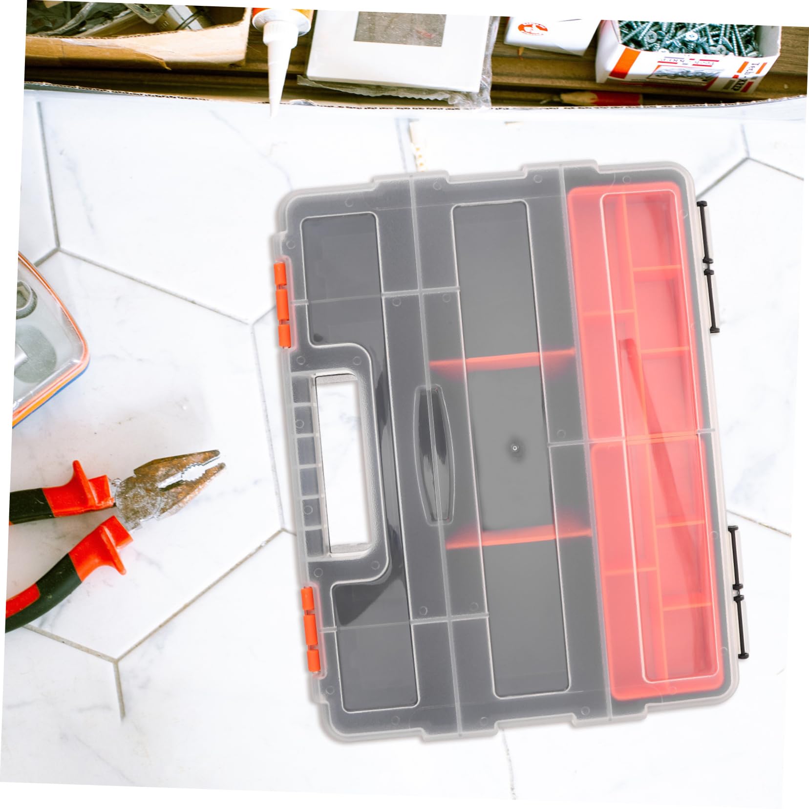 Veemoon Caja Organizadora de Tornillos Compartimentos de Plástico, Fácil Transporte y Almacenamiento para Garaje, Cobertizo, Closet, Adecuado para Tornillos, Piezas Pequeñas y Componentes
