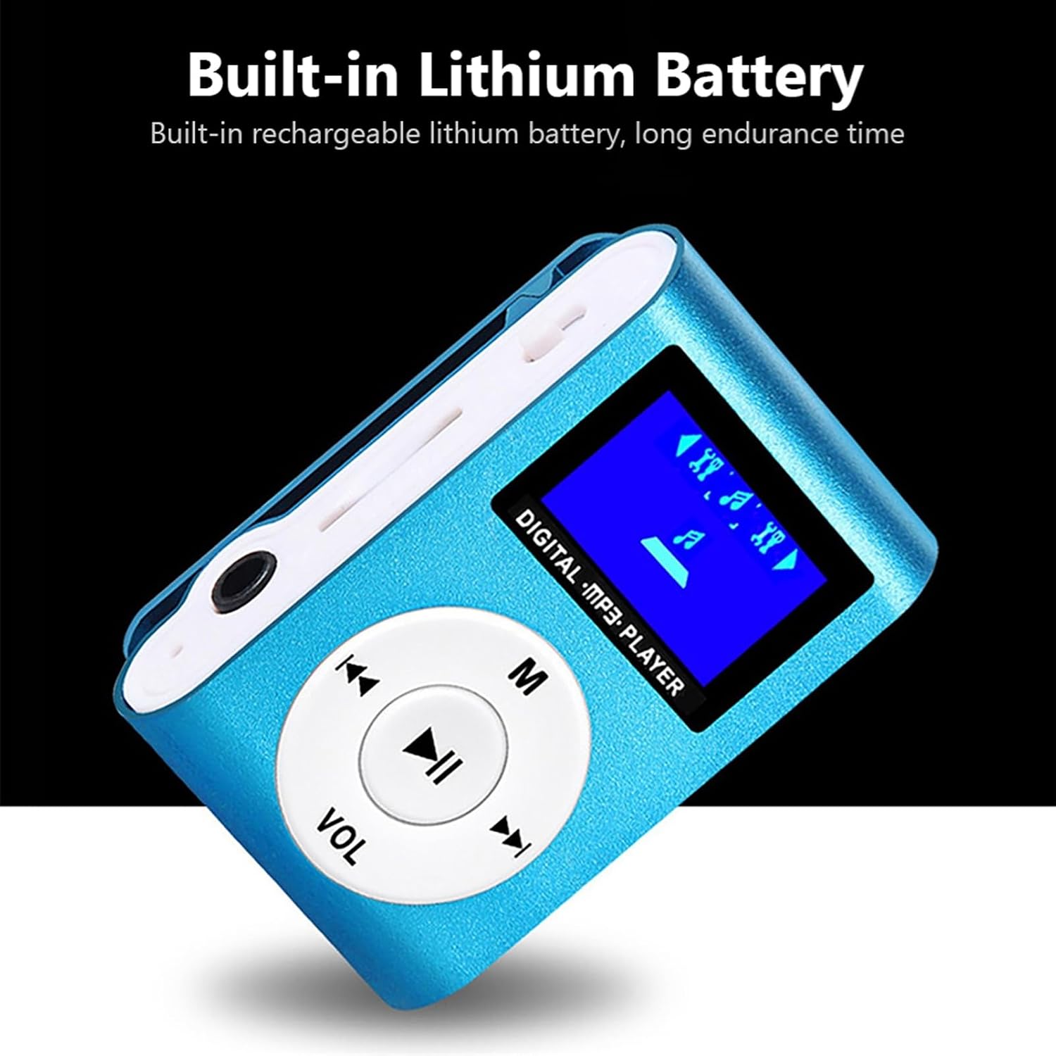 Diyeeni Mini MP3 Player, Portable Music Player with Clip, LCD Screen, Digital Music Media Player MiniMP3 BackClip Player Supports 32GB Memory, Earphone & USB Cable (Rose red)