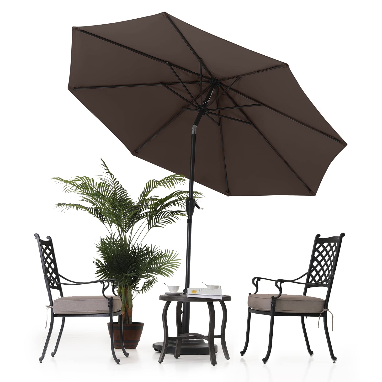 MASTERCANOPY Patio Umbrella for Outdoor Market Table -8 Ribs (9ft,Brown)