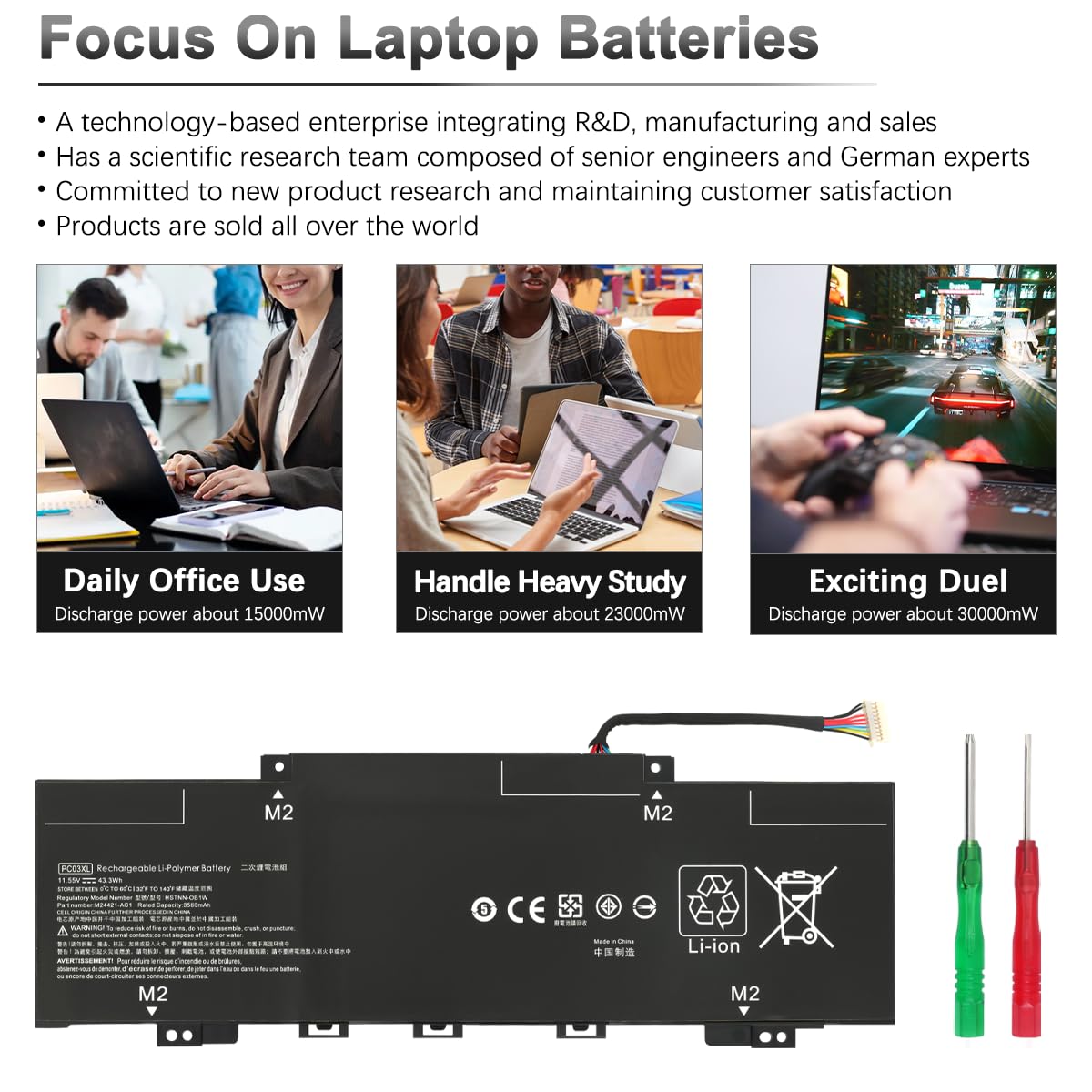 PC03XL Laptop Akku für HP Pavilion X360 14 15 14-DY 14M-DY 15-ER 14-EK Pavilion Aero 13-BE Pavilion X360 Convertible 14-DY Series M24648-005 PC03043XL HSTNN-OB1W M24421-271