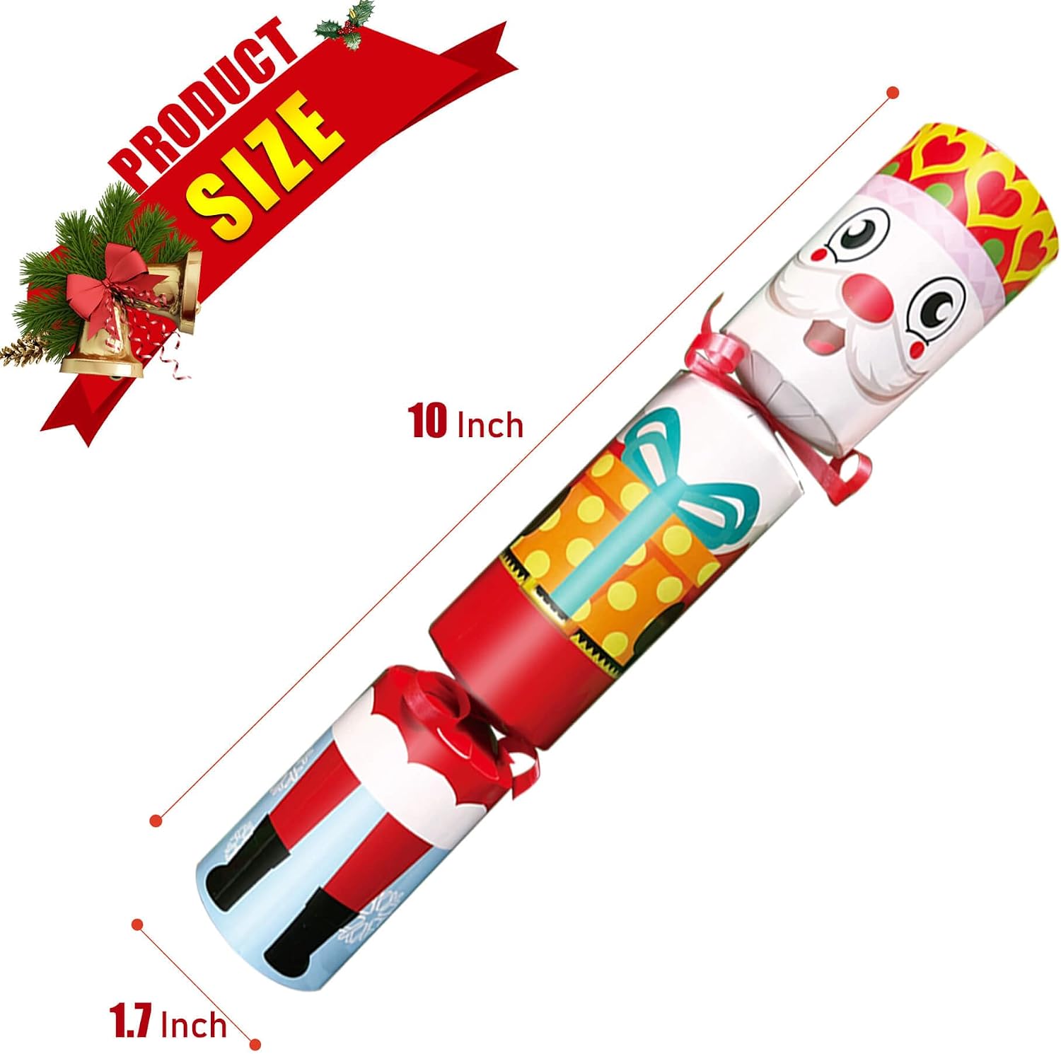 12Pack 10" Christmas Non-Snap Table Favors - Cute Characters Party Favors With Crown Hat, Jake and Xmas Gift For Christmas Parties Dinners Holidays